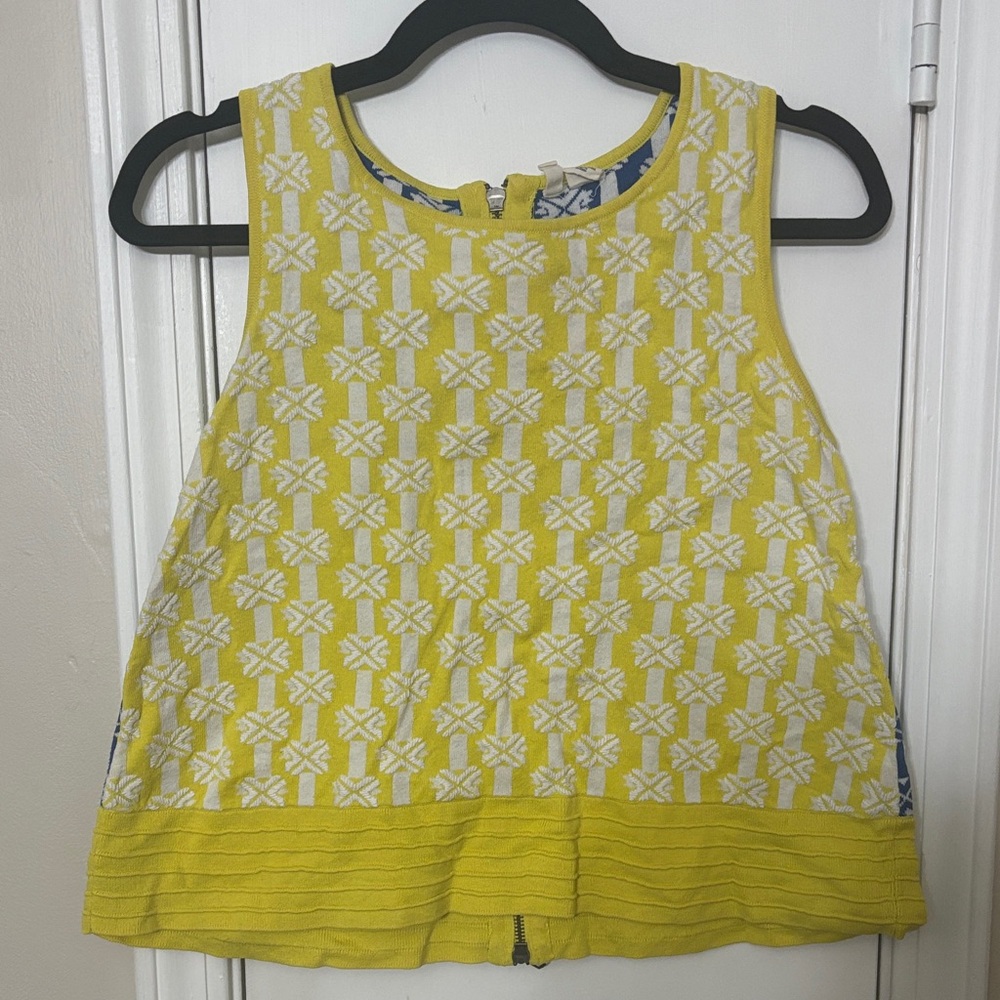 Anthro Blue & Yellow Sweater Tank